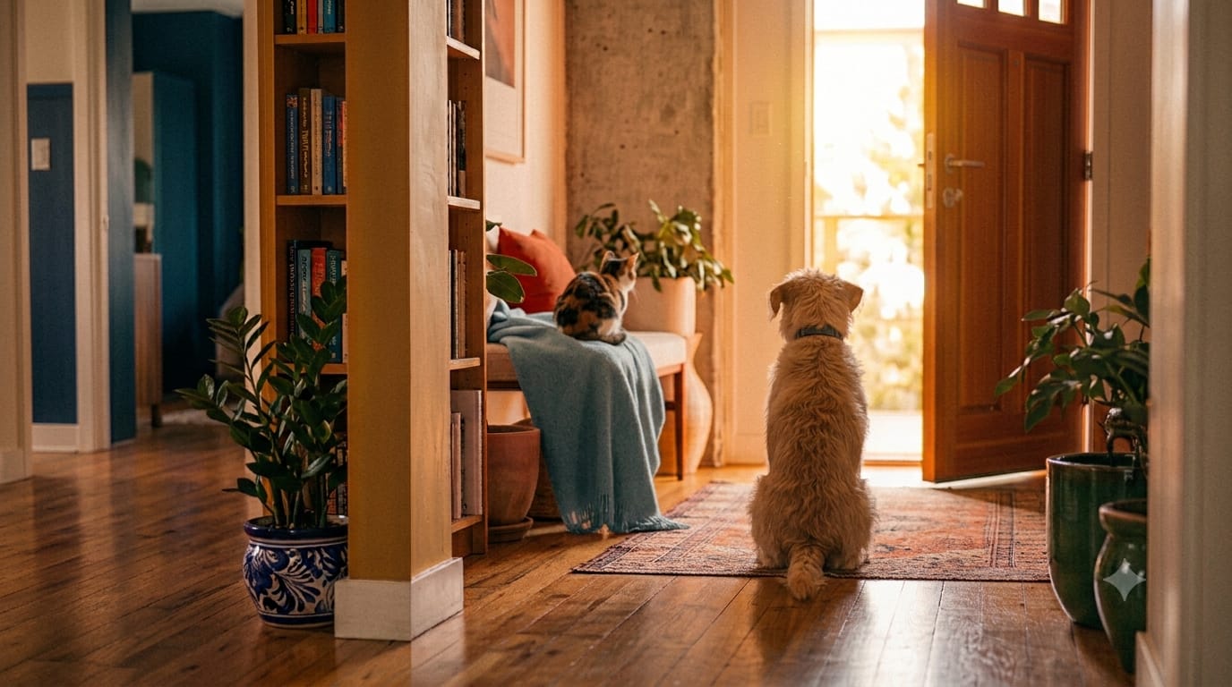 Una mascota disfrutando de su hogar